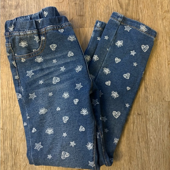 Flapdoodles Other - Flapdoodles Blue Jeans with White Heart and Star Pattern